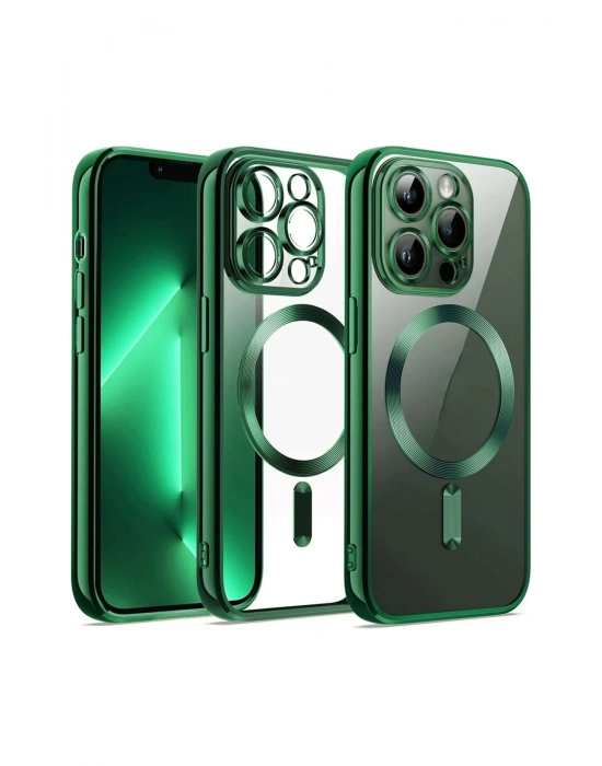 Newface iPhone 12 Pro Kılıf Kross Magneticsafe Kapak - Koyu Yeşil