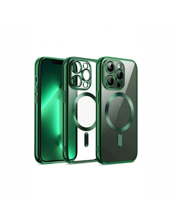 Newface iPhone 12 Pro Kılıf Kross Magneticsafe Kapak - Koyu Yeşil