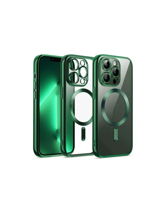 Newface iPhone 12 Pro Kılıf Kross Magneticsafe Kapak - Koyu Yeşil