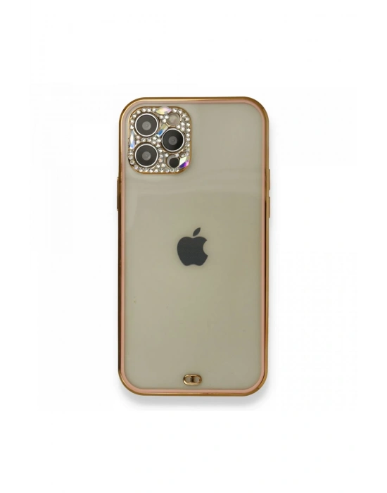 Newface iPhone 12 Pro Kılıf Liva Taşlı Silikon - Pembe