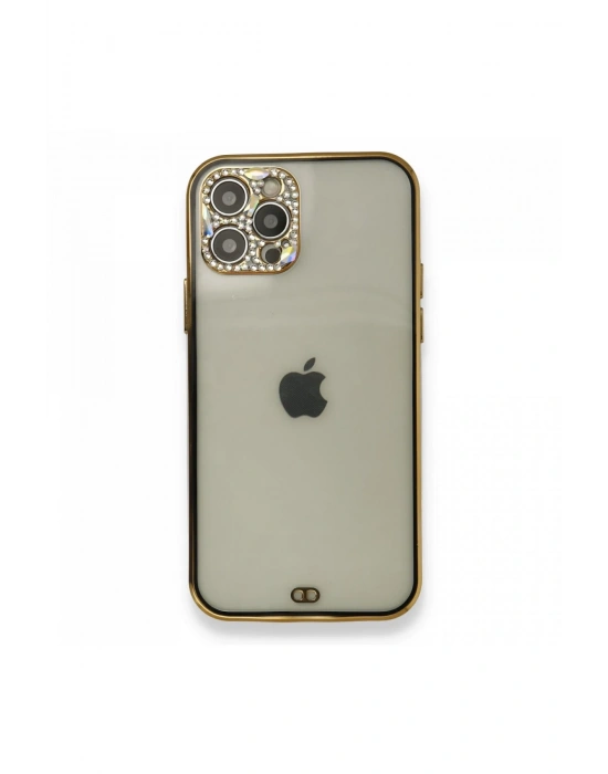 Newface iPhone 12 Pro Kılıf Liva Taşlı Silikon - Siyah