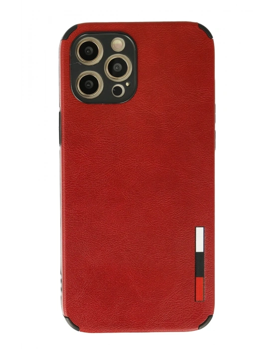 Newface iPhone 12 Pro Kılıf Loop Deri Silikon - Kırmızı