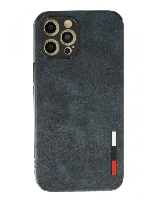 Newface iPhone 12 Pro Kılıf Loop Deri Silikon - Lacivert