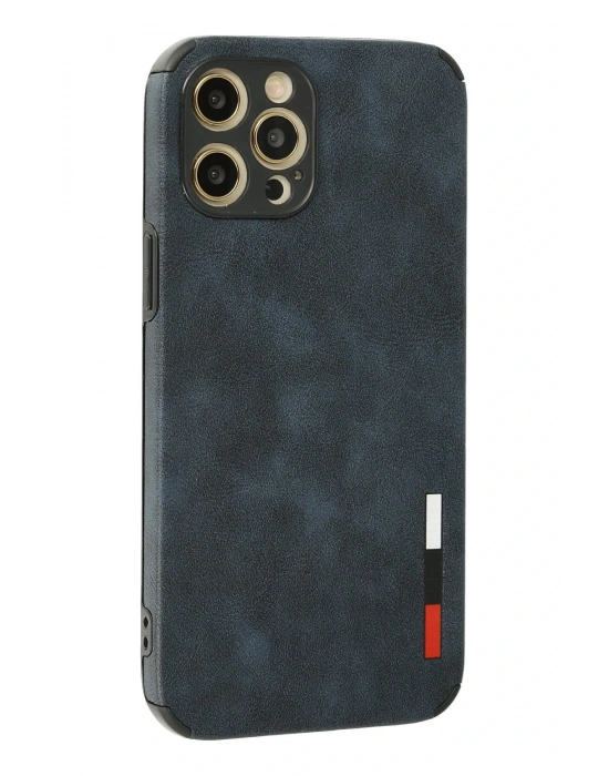Newface iPhone 12 Pro Kılıf Loop Deri Silikon - Lacivert