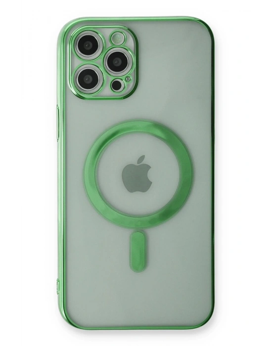 Newface iPhone 12 Pro Kılıf Magneticsafe Lazer Silikon - Haki Yeşil