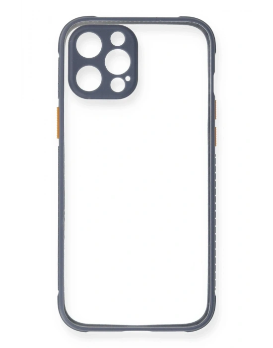 Newface iPhone 12 Pro Kılıf Miami Şeffaf Silikon - Gri