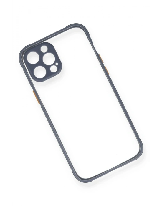 Newface iPhone 12 Pro Kılıf Miami Şeffaf Silikon - Gri