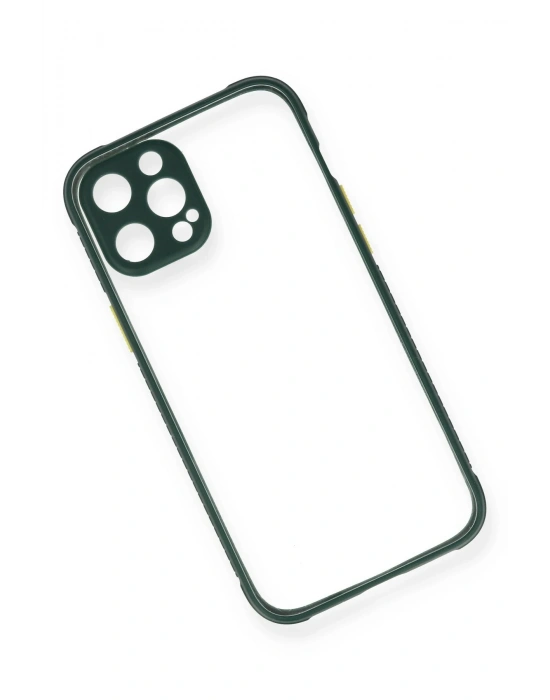 Newface iPhone 12 Pro Kılıf Miami Şeffaf Silikon - Koyu Yeşil