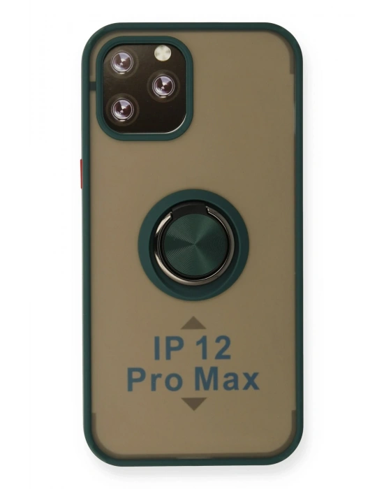 Newface iPhone 12 Pro Kılıf Montreal Yüzüklü Silikon Kapak - Yeşil