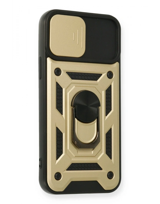 Newface iPhone 12 Pro Kılıf Pars Lens Yüzüklü Silikon - Gold