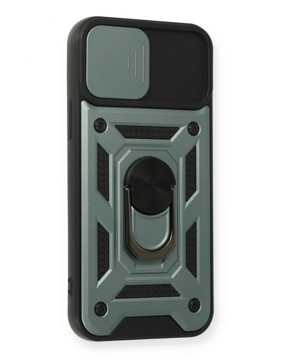 Newface iPhone 12 Pro Kılıf Pars Lens Yüzüklü Silikon - Yeşil