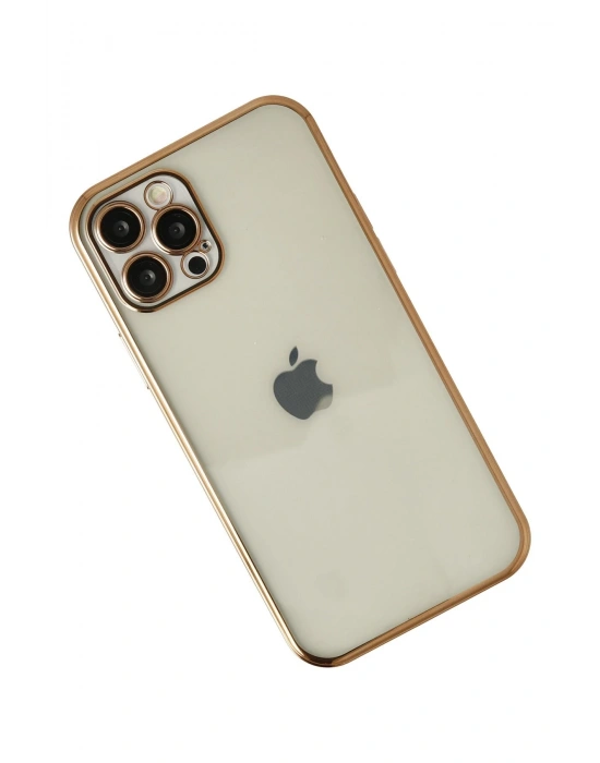 Newface iPhone 12 Pro Kılıf Razer Lensli Silikon - Gold