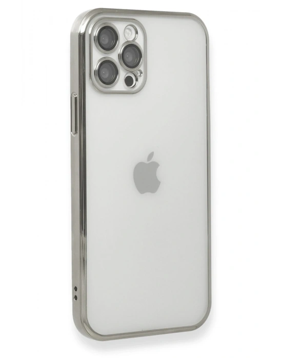 Newface iPhone 12 Pro Kılıf Razer Lensli Silikon - Gümüş