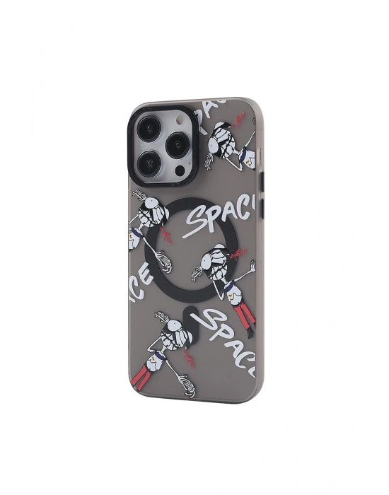 Newface iPhone 12 Pro Max Kılıf Apollo Magneticsafe Desenli Kapak - Apollo Siyah - 3