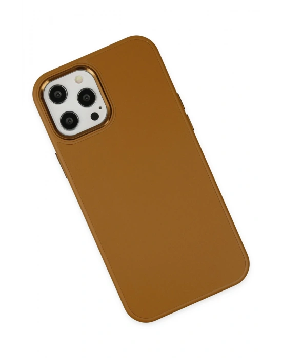 Newface iPhone 12 Pro Max Kılıf Asya Deri Silikon - Kahverengi