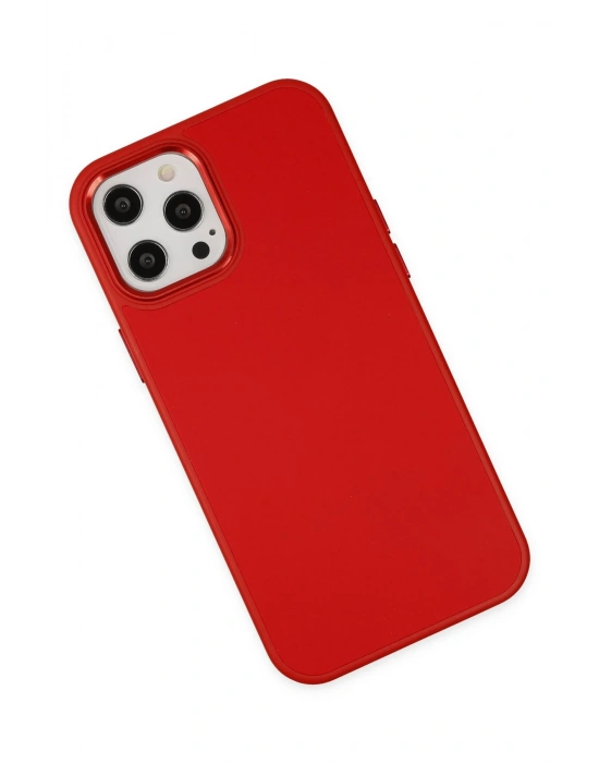 Newface iPhone 12 Pro Max Kılıf Asya Deri Silikon - Kırmızı