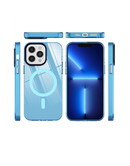 Newface iPhone 12 Pro Max Kılıf Beta Magneticsafe Silikon - Mavi