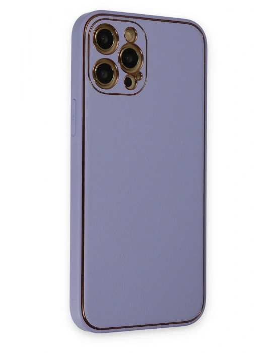 Newface iPhone 12 Pro Max Kılıf Coco Deri Silikon Kapak - Açık Lila