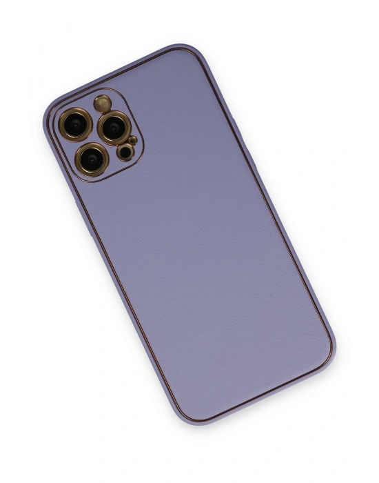 Newface iPhone 12 Pro Max Kılıf Coco Deri Silikon Kapak - Açık Lila
