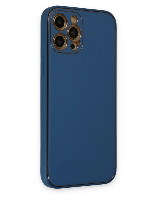 Newface iPhone 12 Pro Max Kılıf Coco Deri Silikon Kapak - Açık Mavi