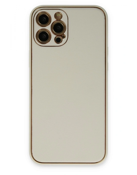 Newface iPhone 12 Pro Max Kılıf Coco Deri Silikon Kapak - Beyaz