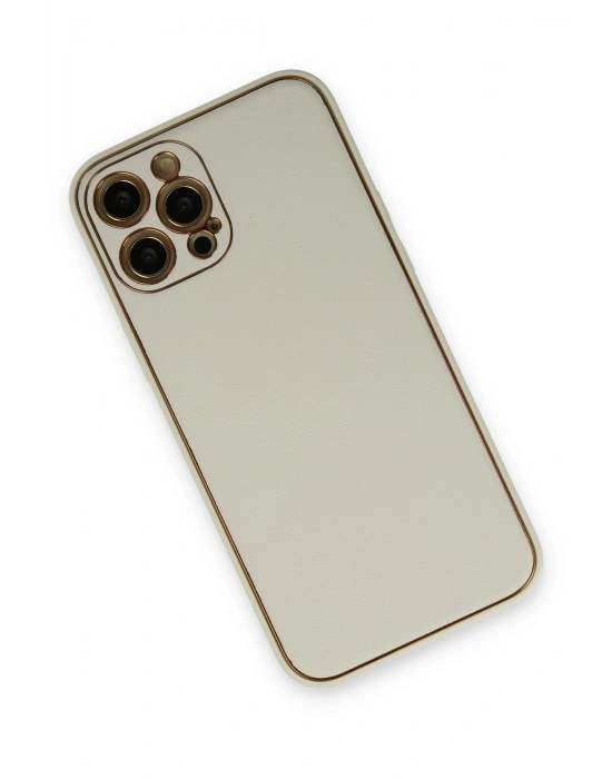 Newface iPhone 12 Pro Max Kılıf Coco Deri Silikon Kapak - Beyaz