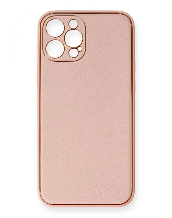 Newface iPhone 12 Pro Max Kılıf Coco Deri Silikon Kapak - Pembe