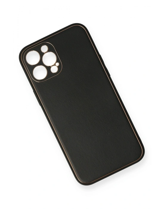 Newface iPhone 12 Pro Max Kılıf Coco Deri Silikon Kapak - Siyah