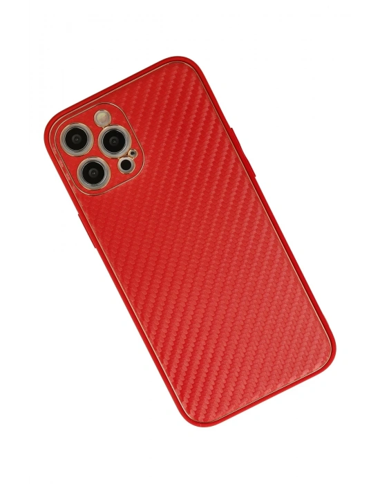 Newface iPhone 12 Pro Max Kılıf Coco Karbon Silikon - Kırmızı