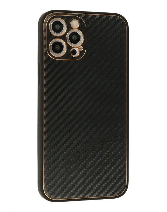 Newface iPhone 12 Pro Max Kılıf Coco Karbon Silikon - Siyah