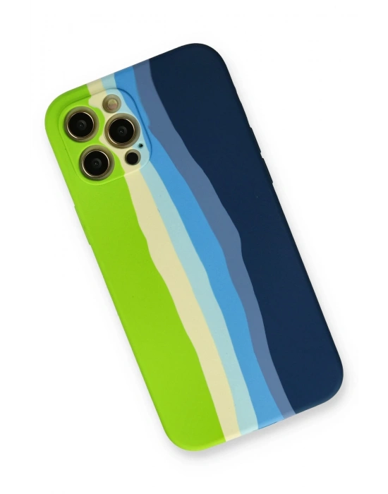 Newface iPhone 12 Pro Max Kılıf Ebruli Lansman Silikon - Yeşil-Koyu Yeşil