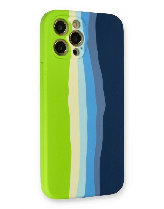 Newface iPhone 12 Pro Max Kılıf Ebruli Lansman Silikon - Yeşil-Koyu Yeşil