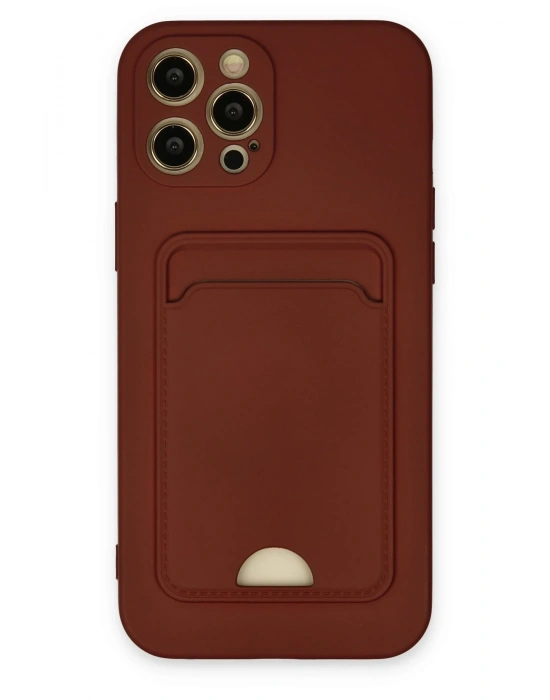Newface iPhone 12 Pro Max Kılıf Kelvin Kartvizitli Silikon - Bordo