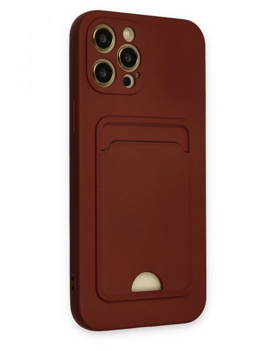 Newface iPhone 12 Pro Max Kılıf Kelvin Kartvizitli Silikon - Bordo