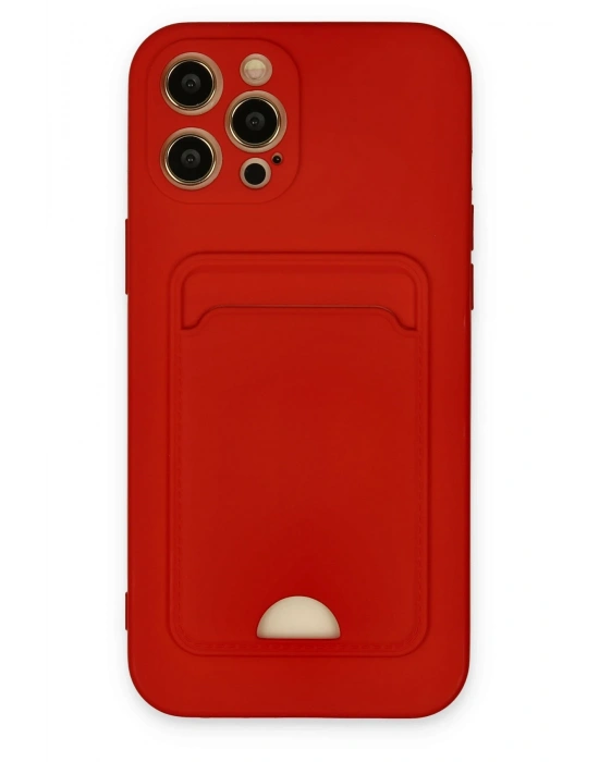 Newface iPhone 12 Pro Max Kılıf Kelvin Kartvizitli Silikon - Kırmızı