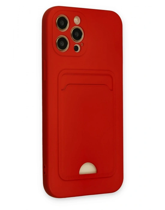 Newface iPhone 12 Pro Max Kılıf Kelvin Kartvizitli Silikon - Kırmızı