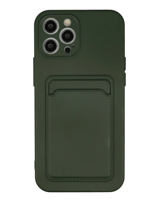 Newface iPhone 12 Pro Max Kılıf Kelvin Kartvizitli Silikon - Koyu Yeşil