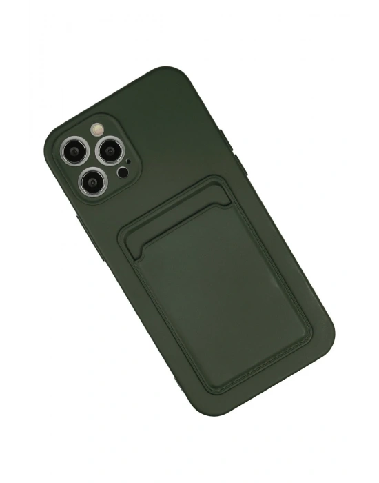 Newface iPhone 12 Pro Max Kılıf Kelvin Kartvizitli Silikon - Koyu Yeşil