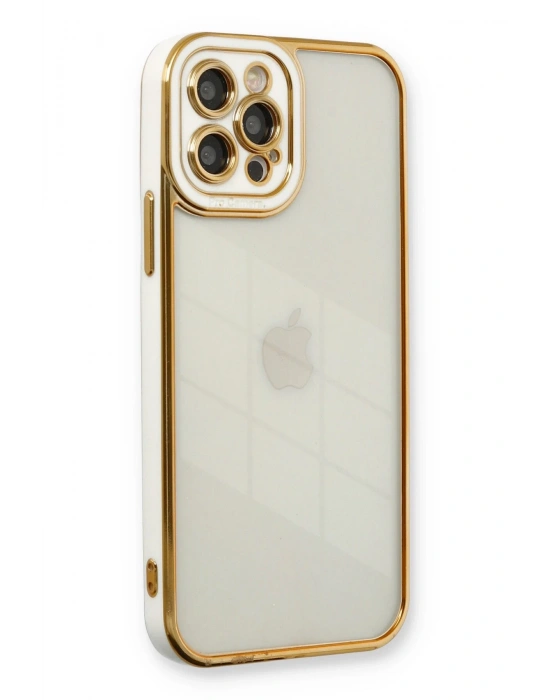 Newface iPhone 12 Pro Max Kılıf Liva Lens Silikon - Beyaz