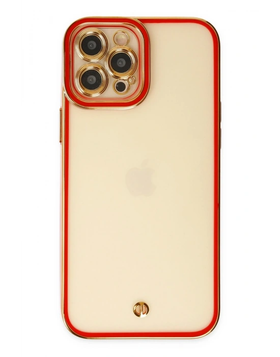 Newface iPhone 12 Pro Max Kılıf Liva Lens Silikon - Kırmızı