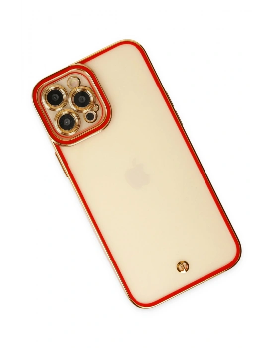 Newface iPhone 12 Pro Max Kılıf Liva Lens Silikon - Kırmızı