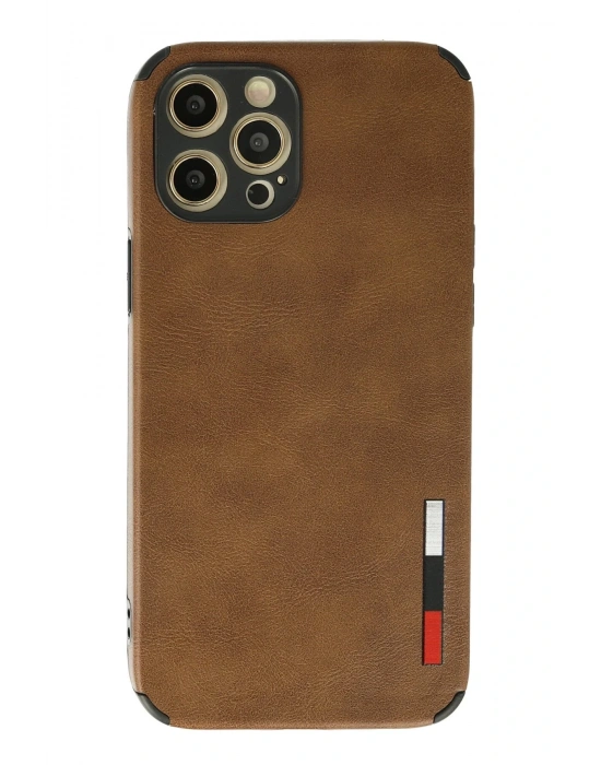 Newface iPhone 12 Pro Max Kılıf Loop Deri Silikon - Kahverengi