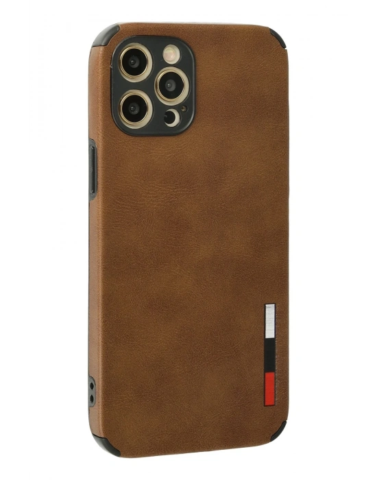 Newface iPhone 12 Pro Max Kılıf Loop Deri Silikon - Kahverengi