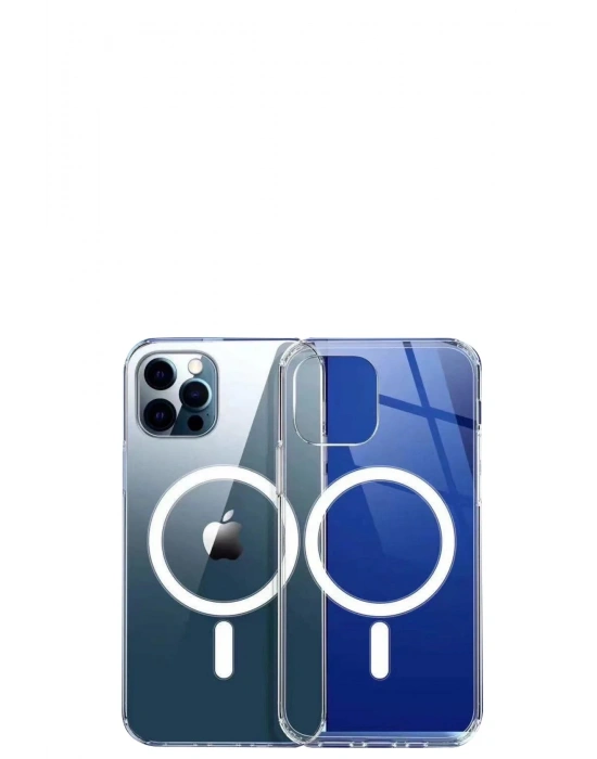 Newface iPhone 12 Pro Max Kılıf Magneticsafe Şeffaf Silikon - Şeffaf