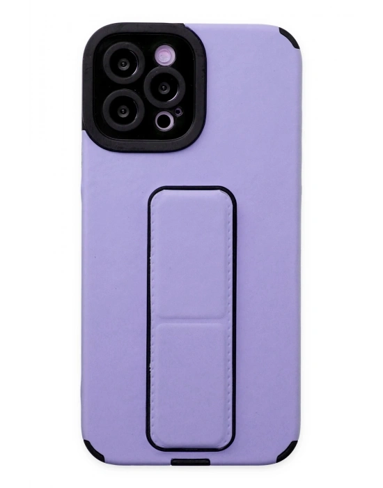Newface iPhone 12 Pro Max Kılıf Mega Standlı Silikon - Lila