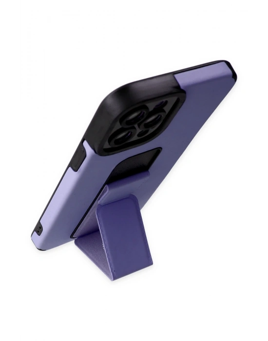 Newface iPhone 12 Pro Max Kılıf Mega Standlı Silikon - Lila