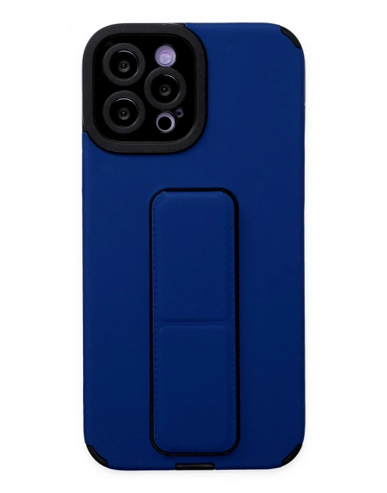 Newface iPhone 12 Pro Max Kılıf Mega Standlı Silikon - Mavi