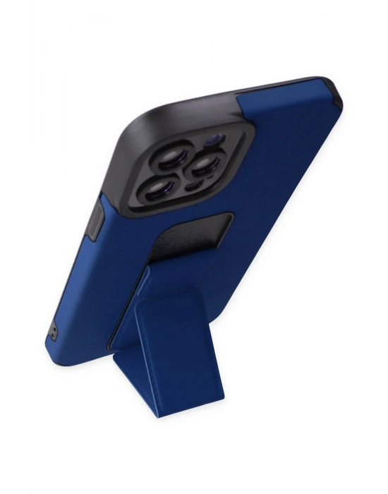 Newface iPhone 12 Pro Max Kılıf Mega Standlı Silikon - Mavi