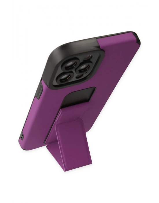 Newface iPhone 12 Pro Max Kılıf Mega Standlı Silikon - Mor