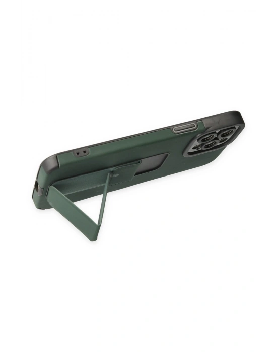 Newface iPhone 12 Pro Max Kılıf Mega Standlı Silikon - Yeşil